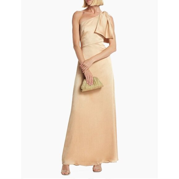 Sachin & Babi Chelsea Crinkle Satin One-Shoulder Gown 18W NWTs $185 Champagne - Picture 2 of 11
